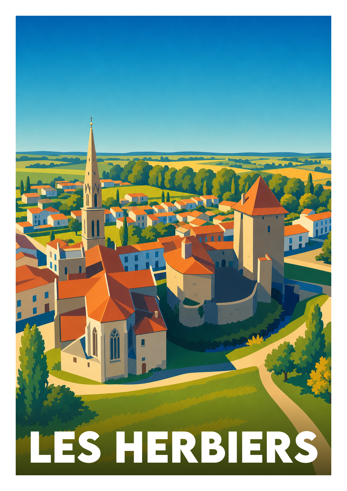 Affiche souvenir de Les Herbiers – image brute sans cadre
