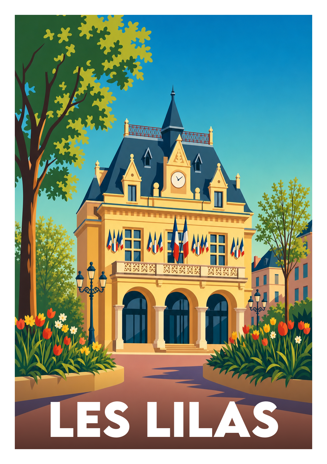 Affiche souvenir de Les Lilas – image brute sans cadre