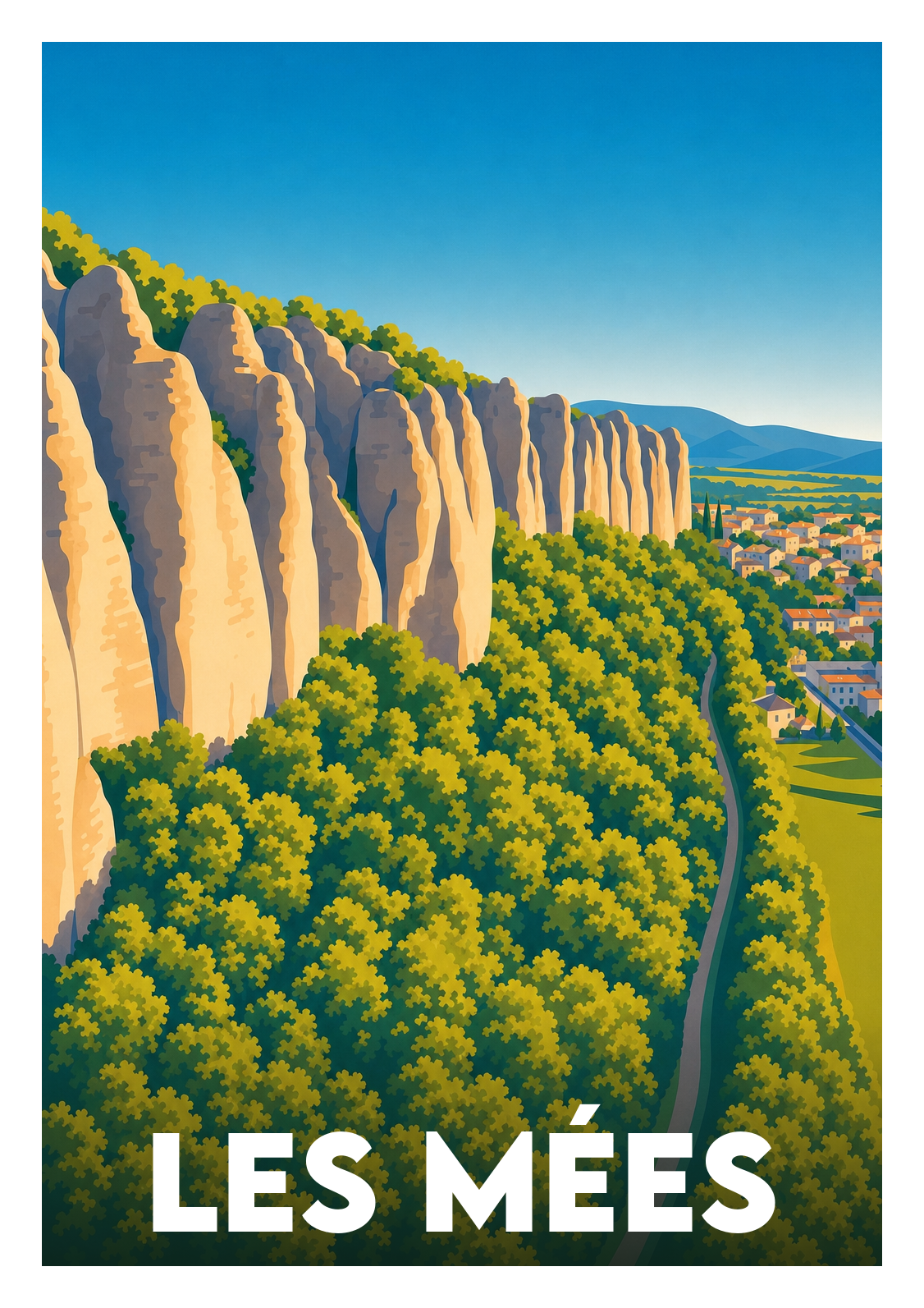 Affiche souvenir de Les Mées – image brute sans cadre