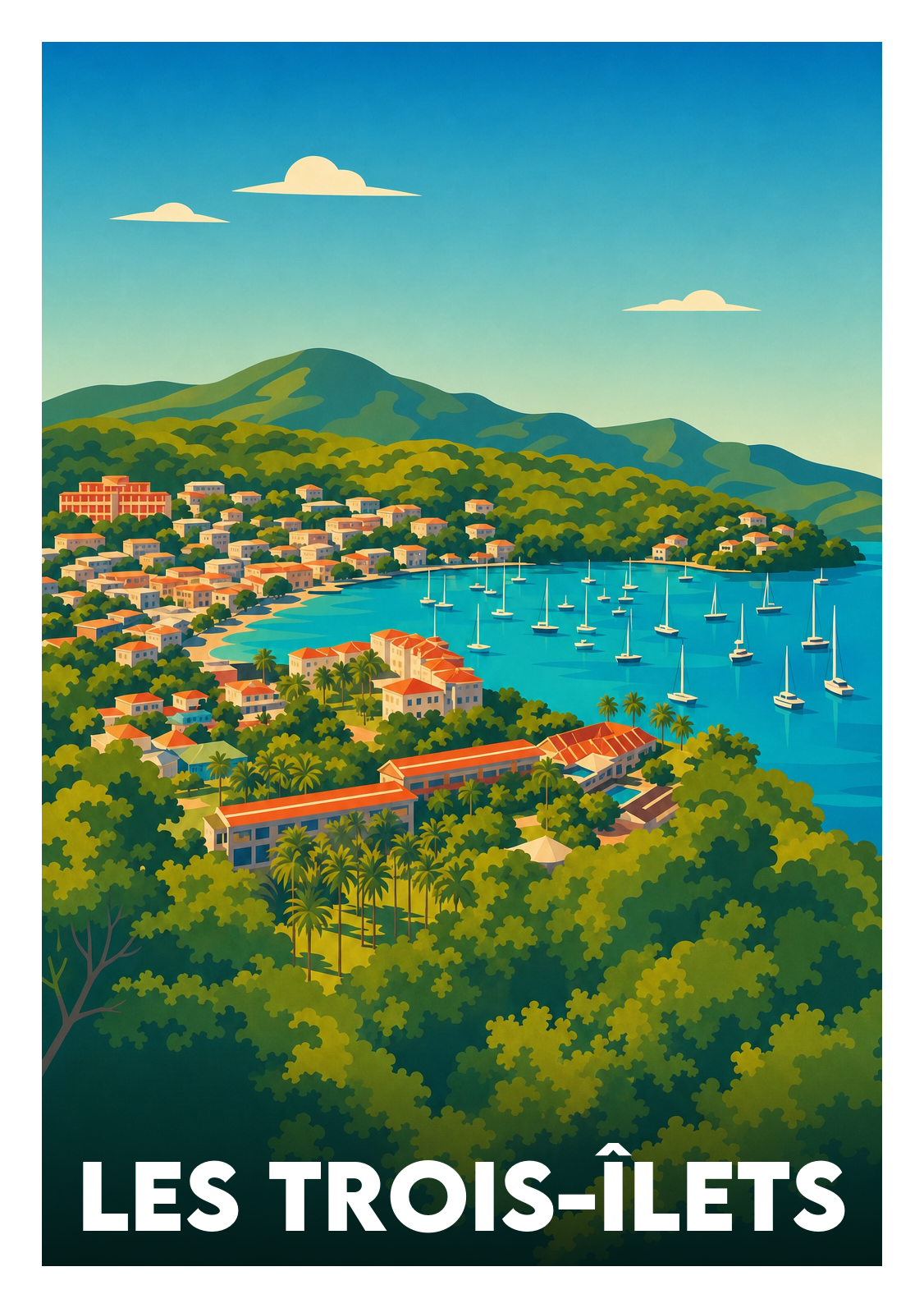 Affiche souvenir de Les Trois-Îlets – image brute sans cadre