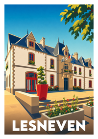 Affiche souvenir de Lesneven – image brute sans cadre
