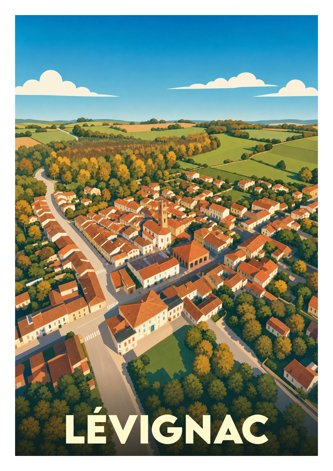 Affiche souvenir de Lévignac – image brute sans cadre