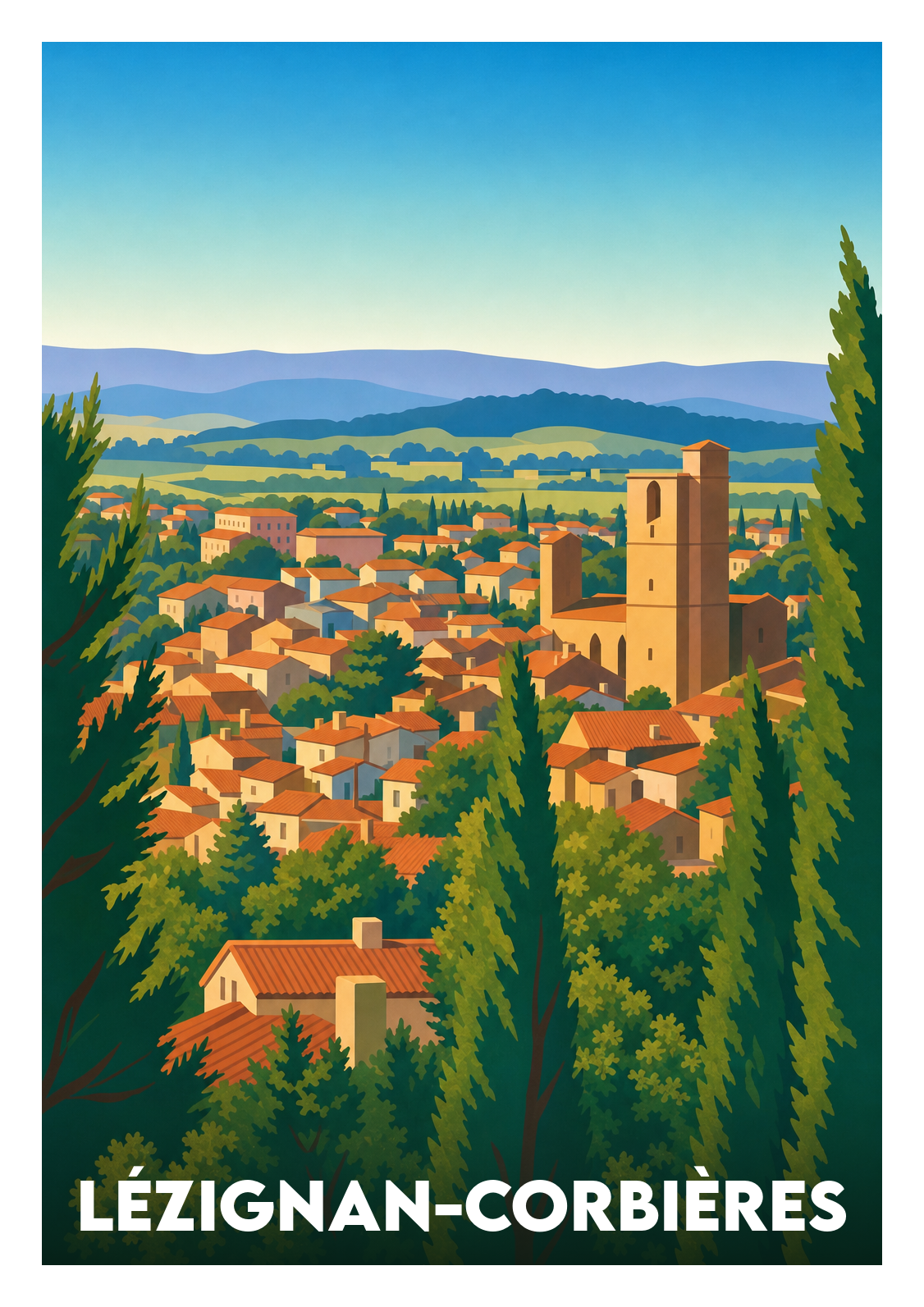 Affiche souvenir de Lézignan-Corbières – image brute sans cadre