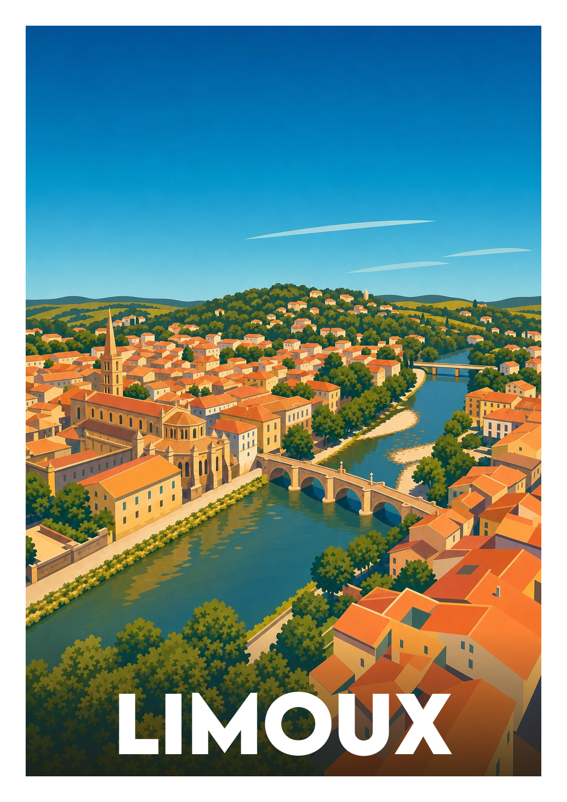 Affiche souvenir de Limoux – image brute sans cadre