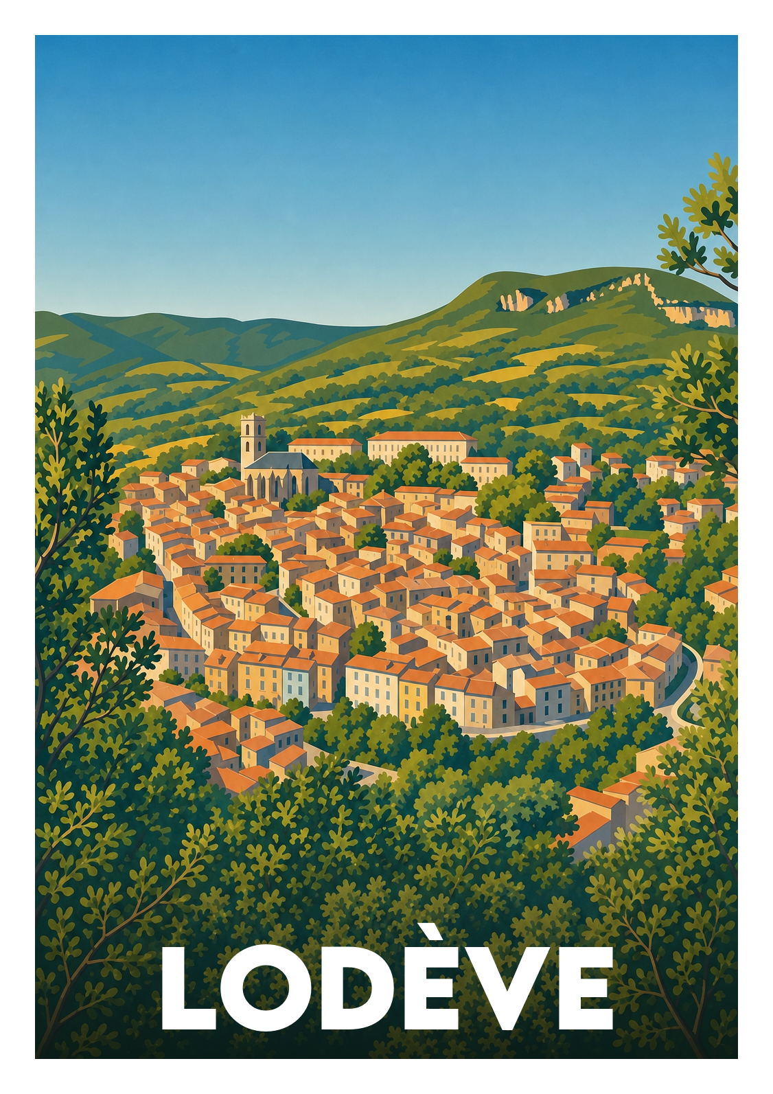 Affiche souvenir de Lodève – image brute sans cadre