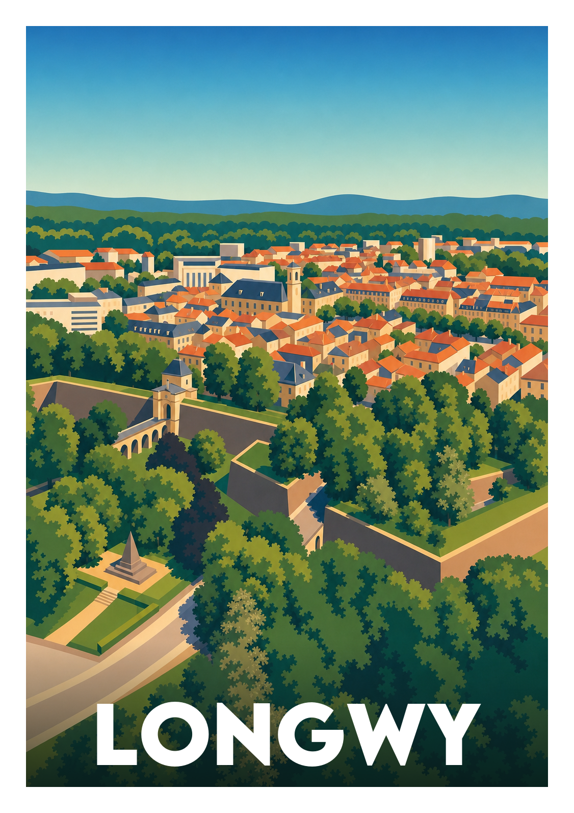 Affiche souvenir de Longwy – image brute sans cadre