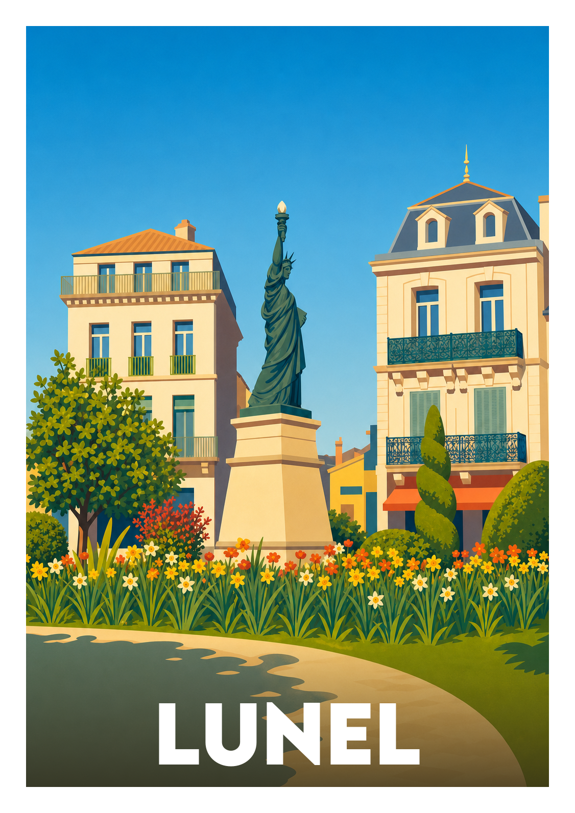 Affiche souvenir de Lunel – image brute sans cadre