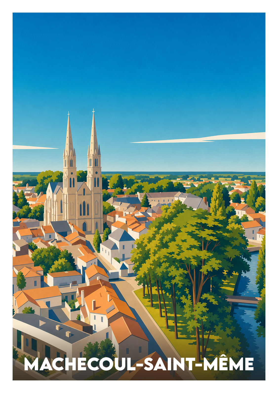 Affiche souvenir de Machecoul-Saint-Même – image brute sans cadre
