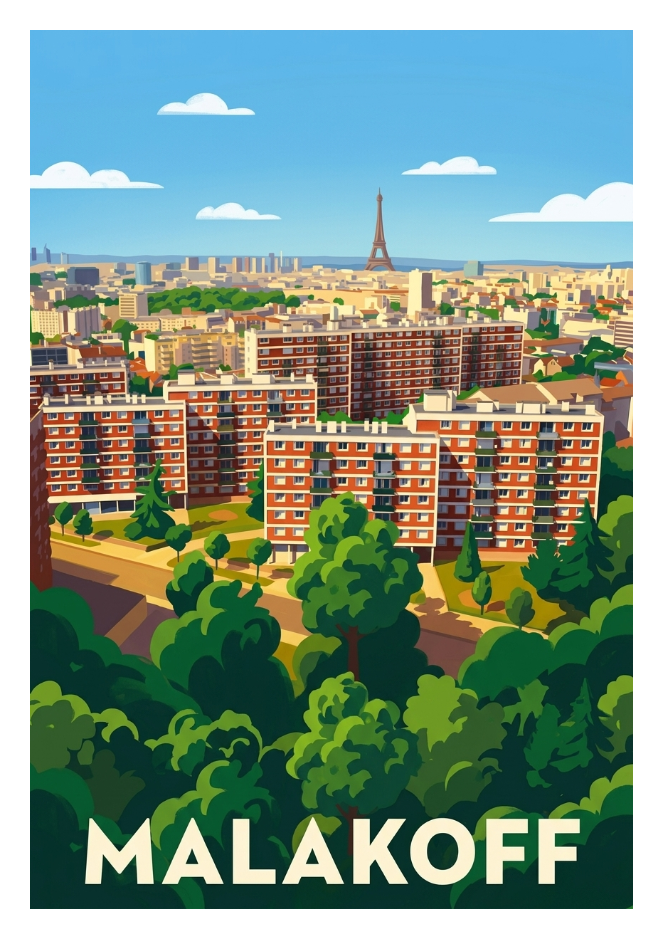 Affiche souvenir de Malakoff – image brute sans cadre