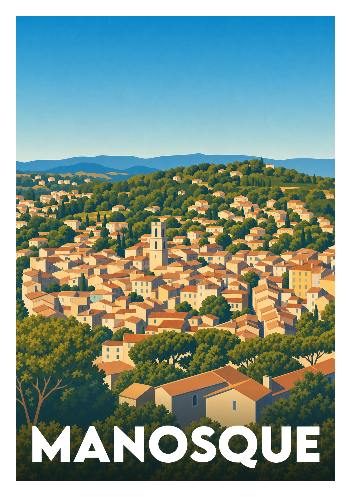 Affiche souvenir de Manosque – image brute sans cadre
