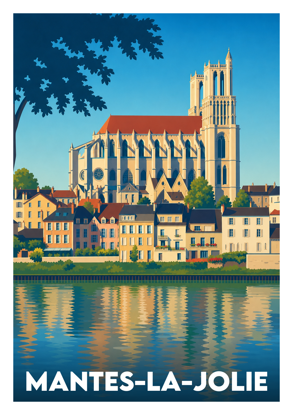 Affiche souvenir de Mantes-la-Jolie – image brute sans cadre