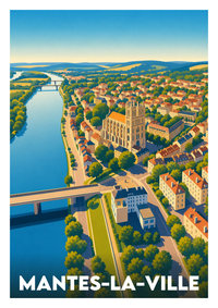 Affiche souvenir de Mantes-la-Ville – image brute sans cadre