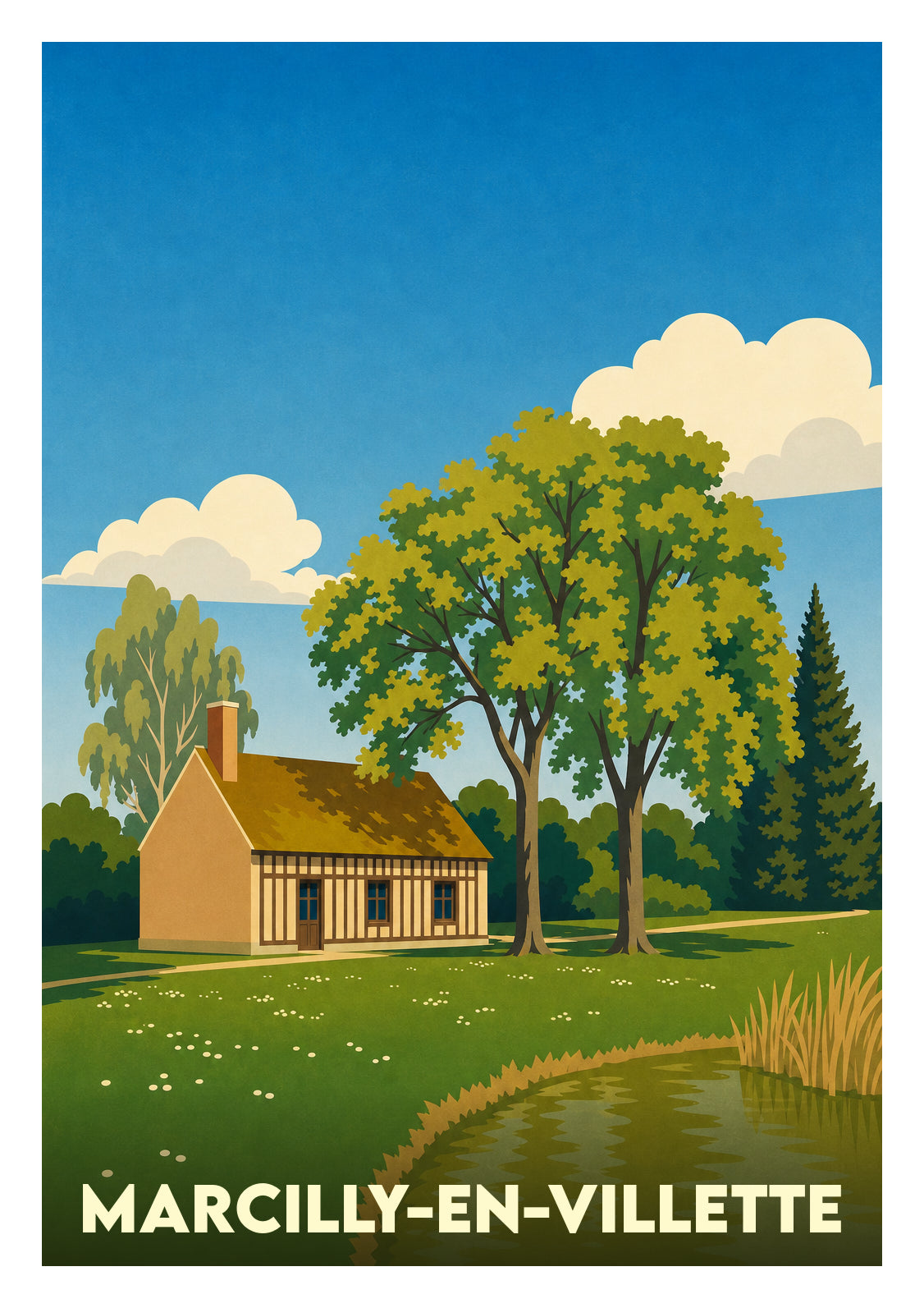 Affiche souvenir de Marcilly-en-Villette – image brute sans cadre