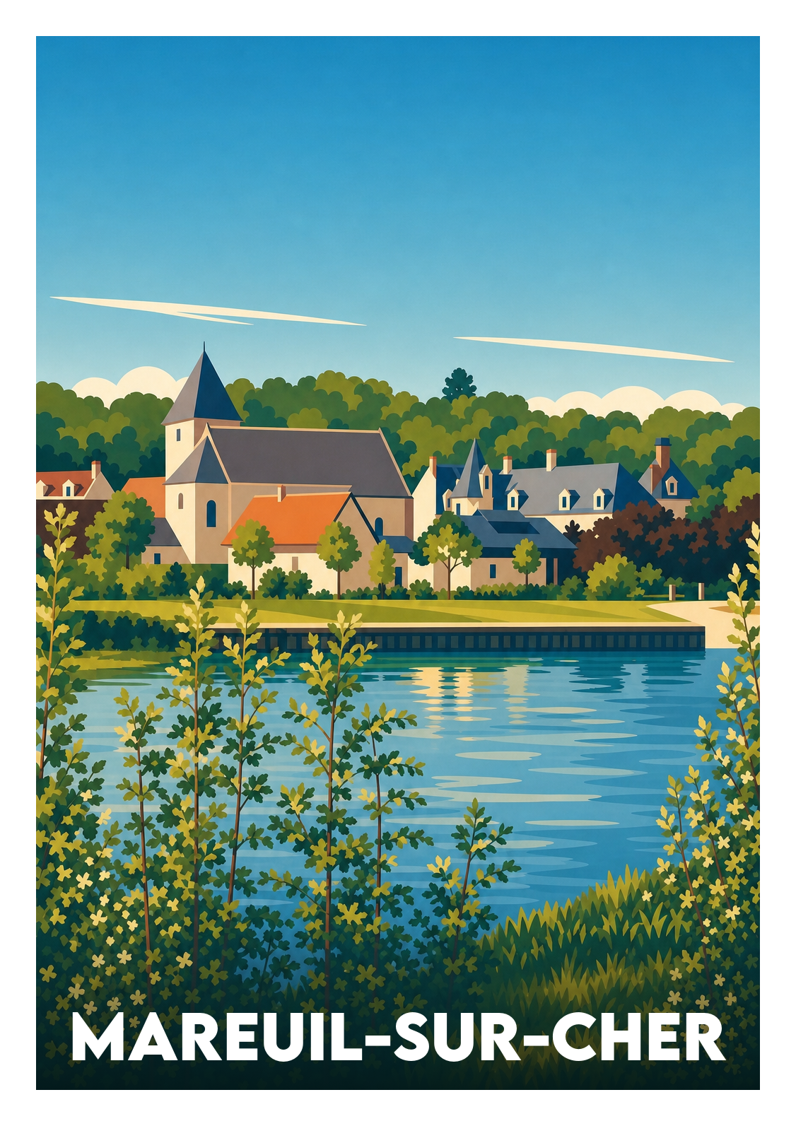 Affiche souvenir de Mareuil-sur-Cher – image brute sans cadre