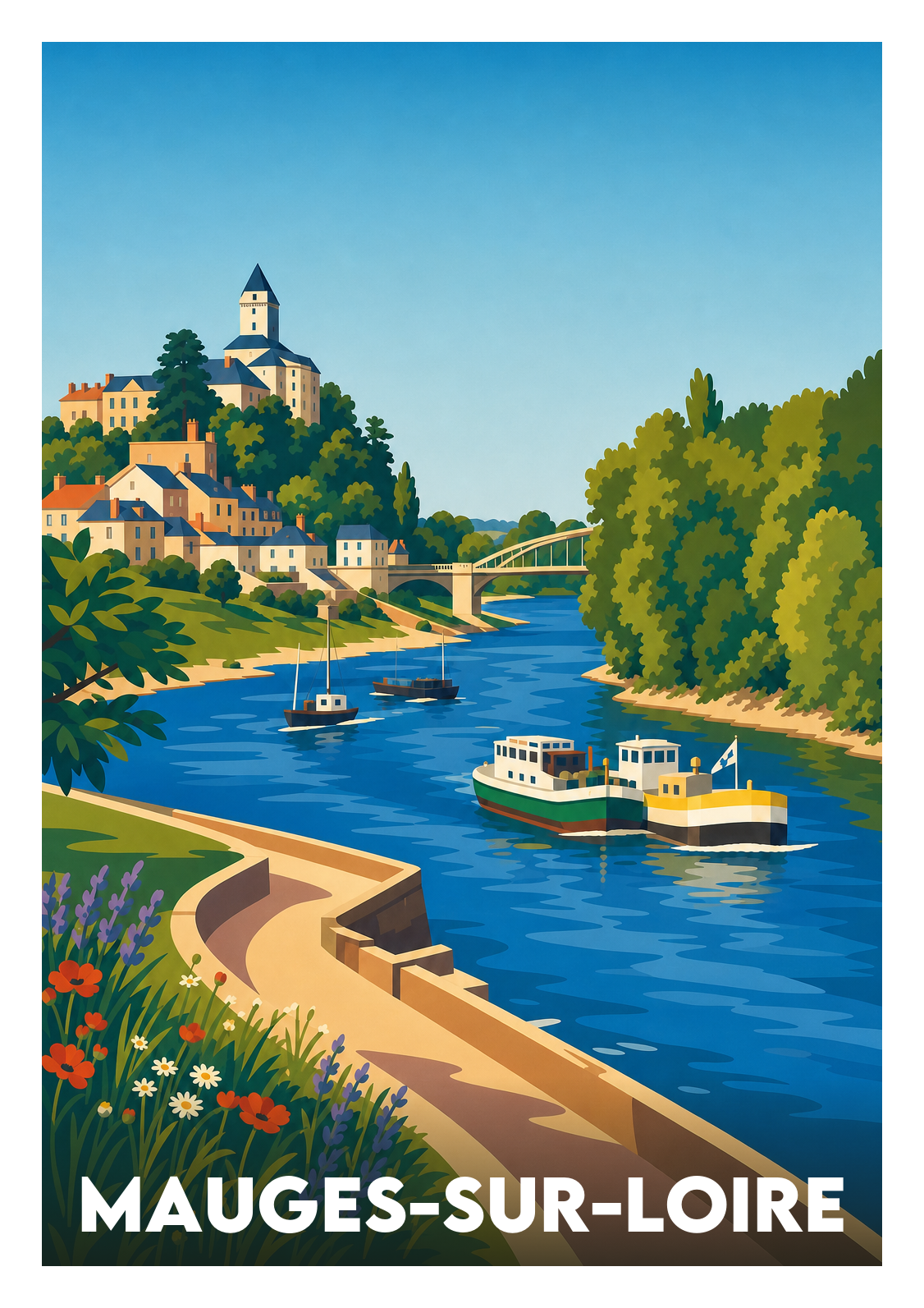 Affiche souvenir de Mauges-sur-Loire – image brute sans cadre