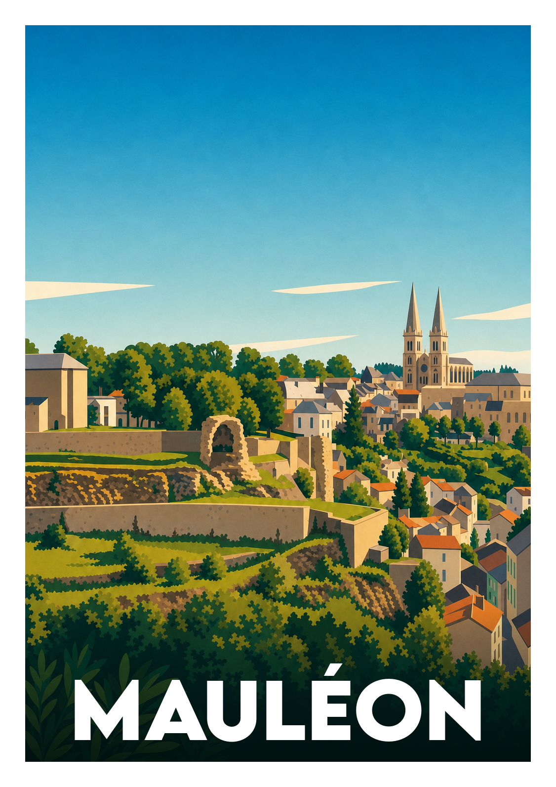 Affiche souvenir de Mauléon – image brute sans cadre