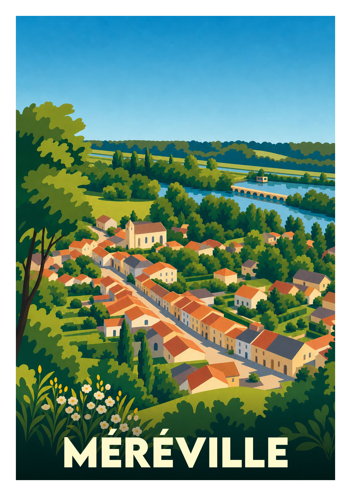 Affiche souvenir de Méréville – image brute sans cadre