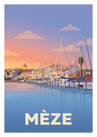 Affiche souvenir de Mèze – image brute sans cadre