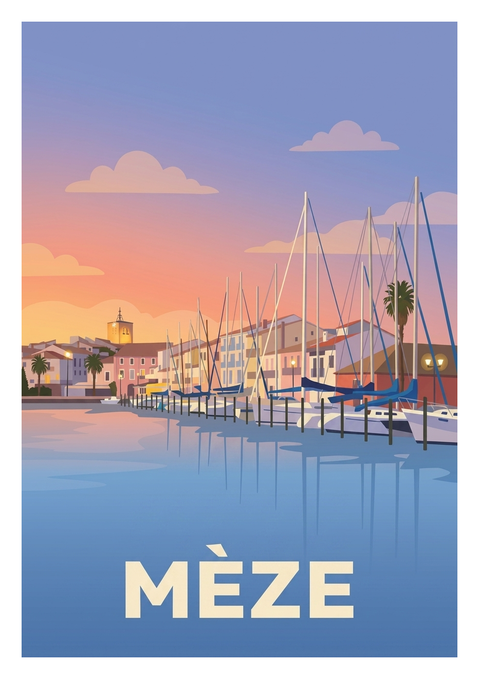Affiche souvenir de Mèze – image brute sans cadre