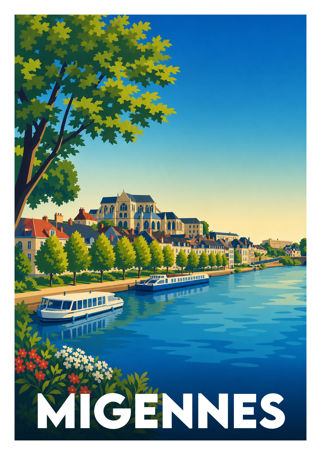 Affiche souvenir de Migennes – image brute sans cadre