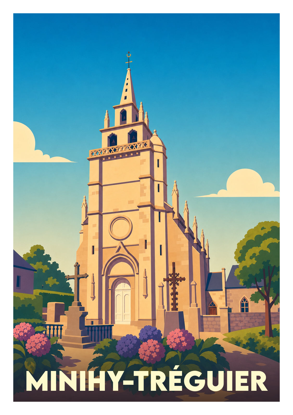Affiche souvenir de Minihy-Tréguier – image brute sans cadre
