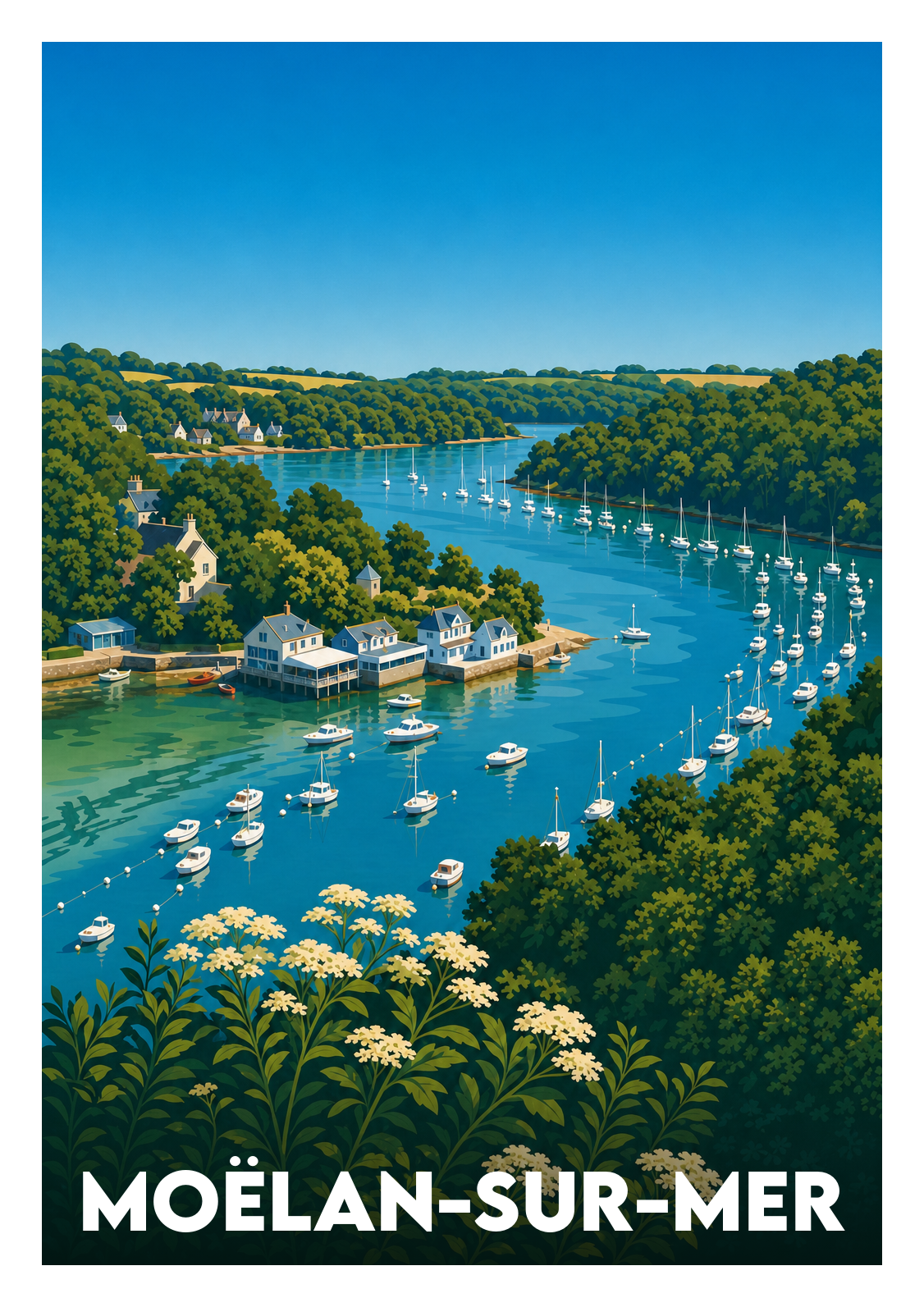 Affiche souvenir de Moëlan-sur-Mer – image brute sans cadre