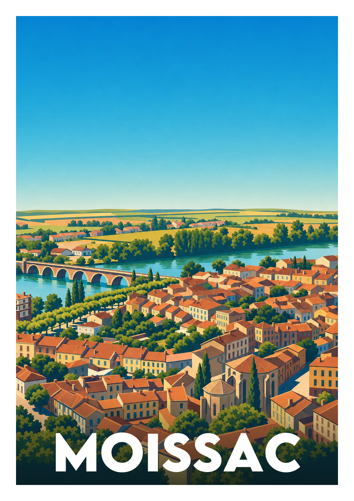 Affiche souvenir de Moissac – image brute sans cadre