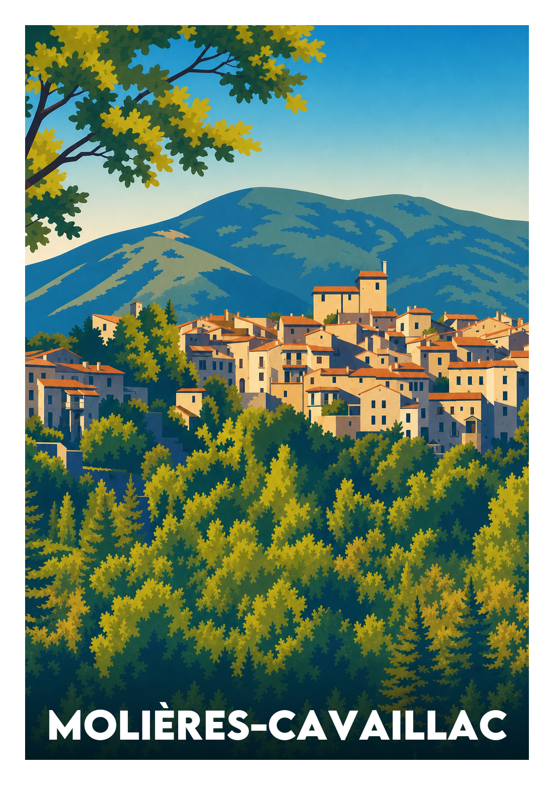 Affiche souvenir de Molières-Cavaillac – image brute sans cadre