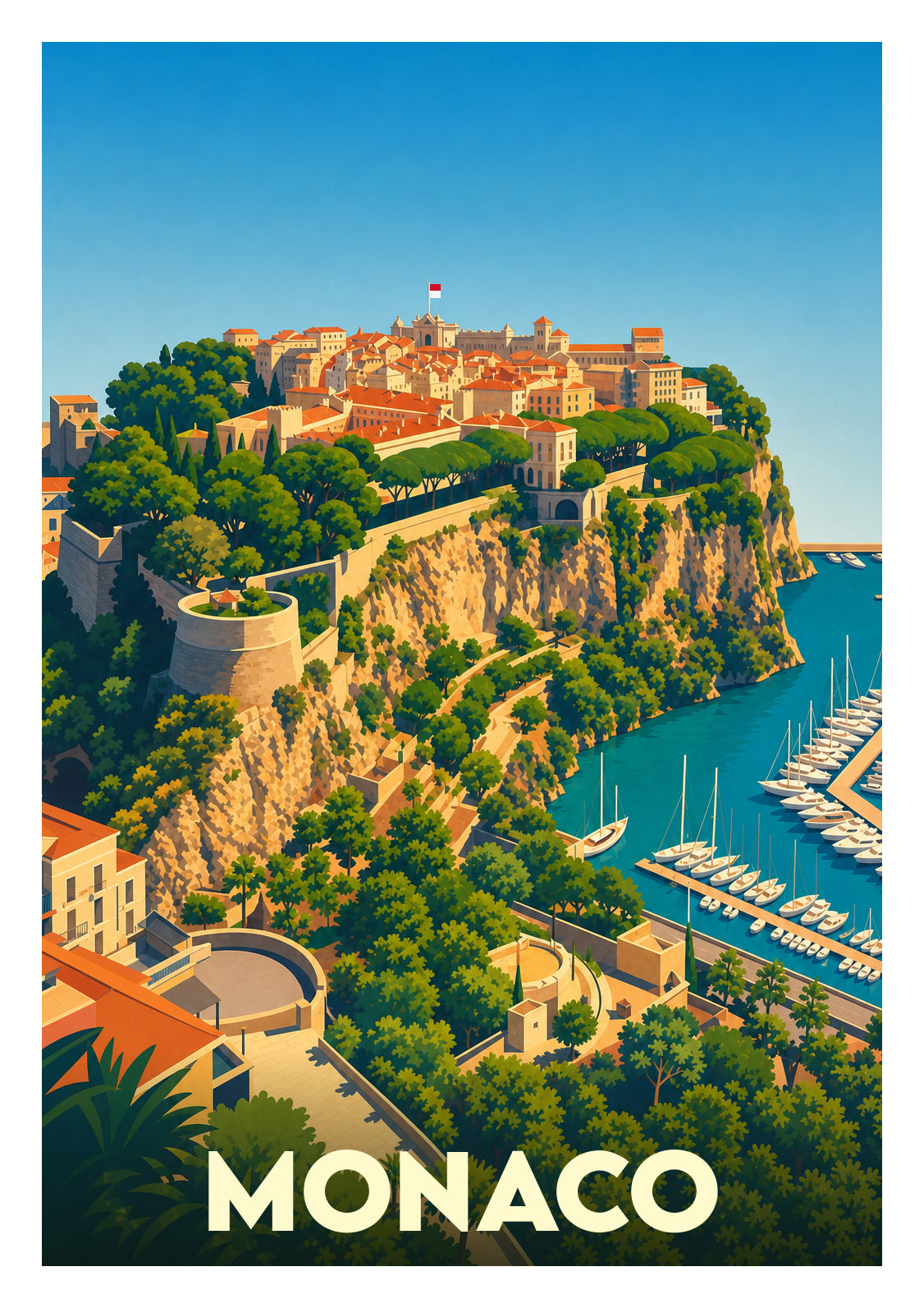 Affiche souvenir de Monaco – image brute sans cadre