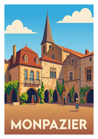 Affiche souvenir de Monpazier – image brute sans cadre