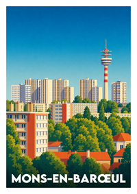 Affiche souvenir de Mons-en-Barœul – image brute sans cadre