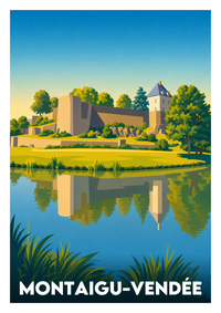 Affiche souvenir de Montaigu-Vendée – image brute sans cadre