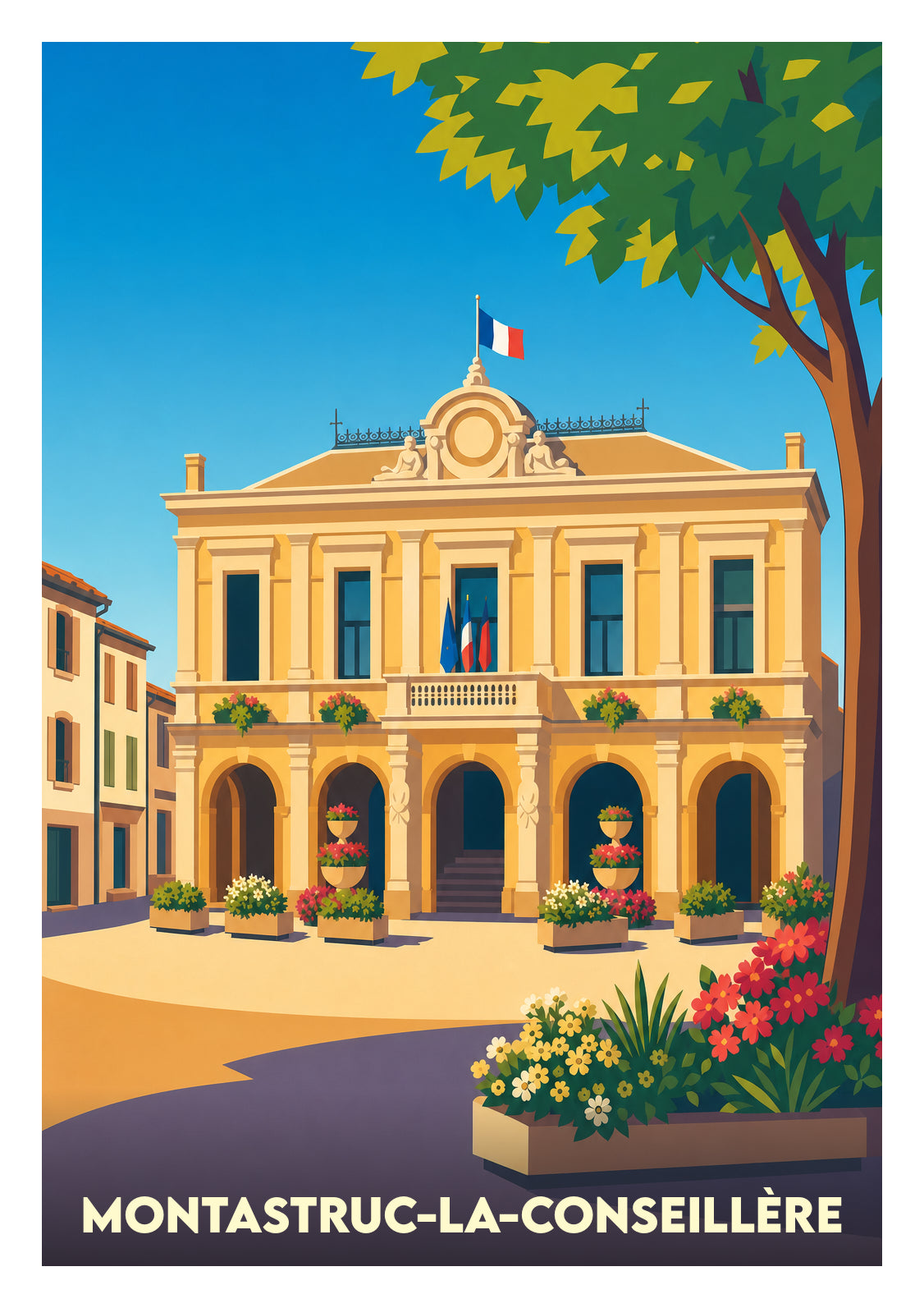 Affiche souvenir de Montastruc-la-Conseillère – image brute sans cadre
