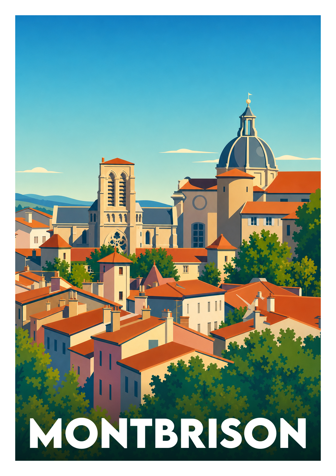 Affiche souvenir de Montbrison – image brute sans cadre