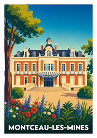 Affiche souvenir de Montceau-les-Mines – image brute sans cadre