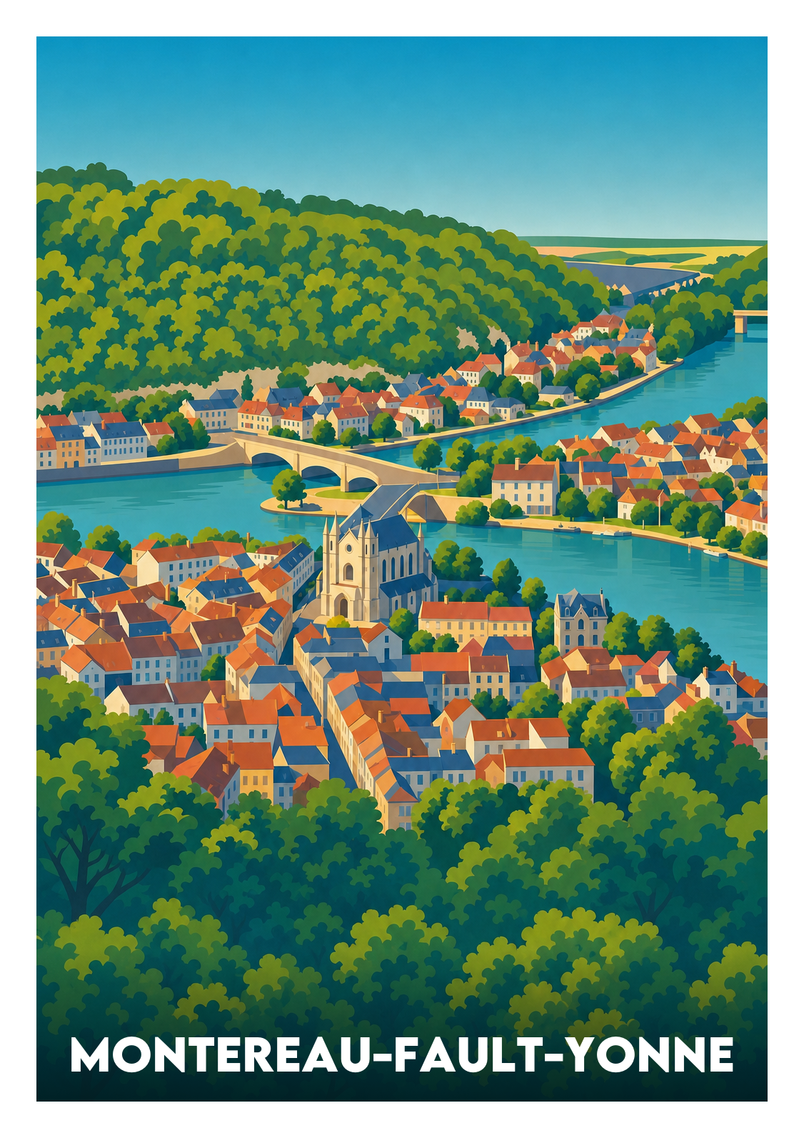 Affiche souvenir de Montereau-Fault-Yonne – image brute sans cadre