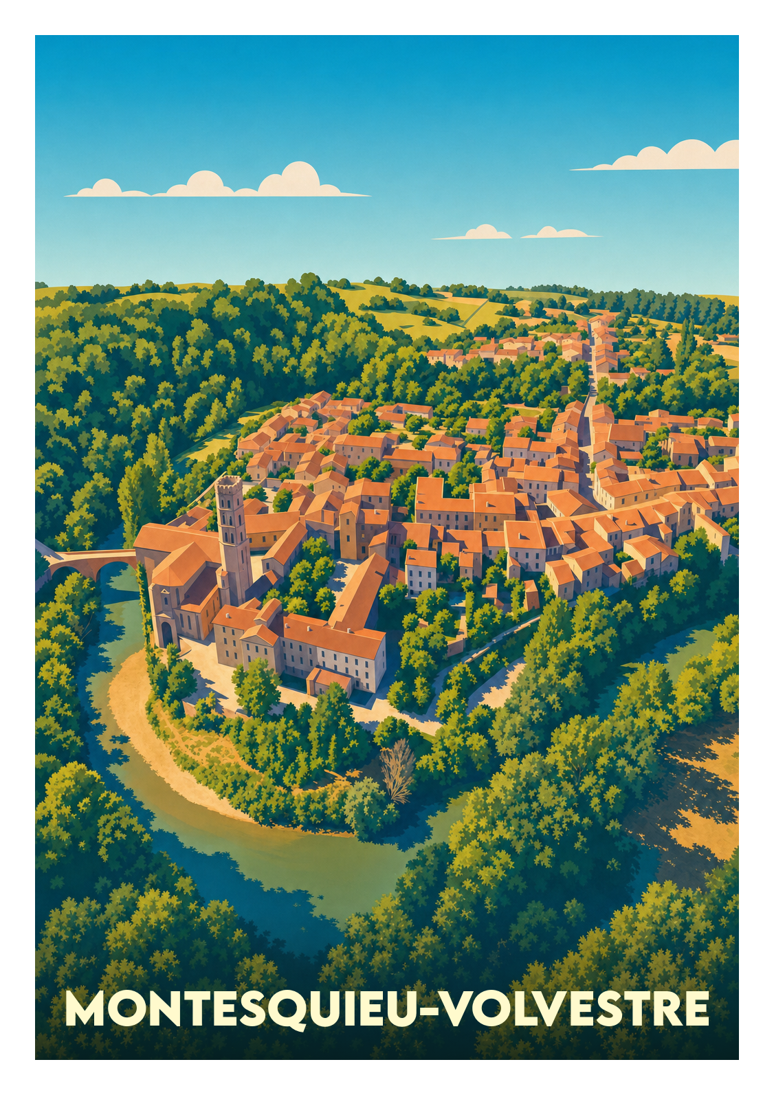 Affiche souvenir de Montesquieu-Volvestre – image brute sans cadre