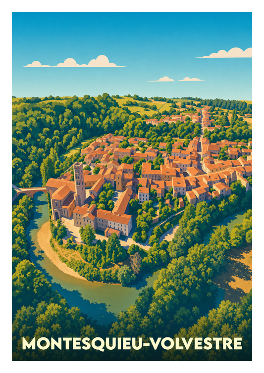 Affiche souvenir de Montesquieu-Volvestre – image brute sans cadre