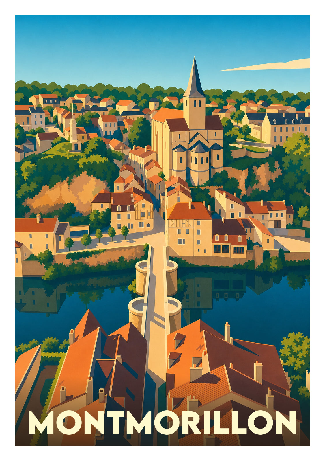 Affiche souvenir de Montmorillon – image brute sans cadre