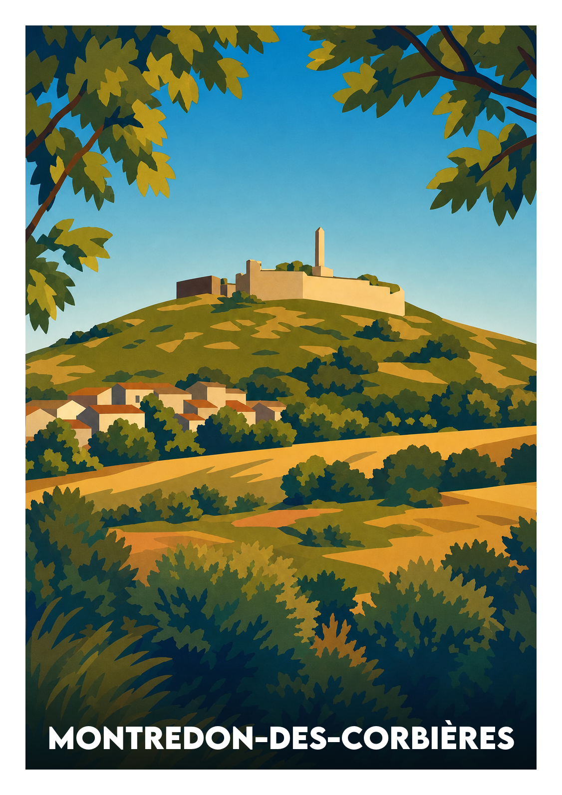 Affiche souvenir de Montredon-des-Corbières – image brute sans cadre
