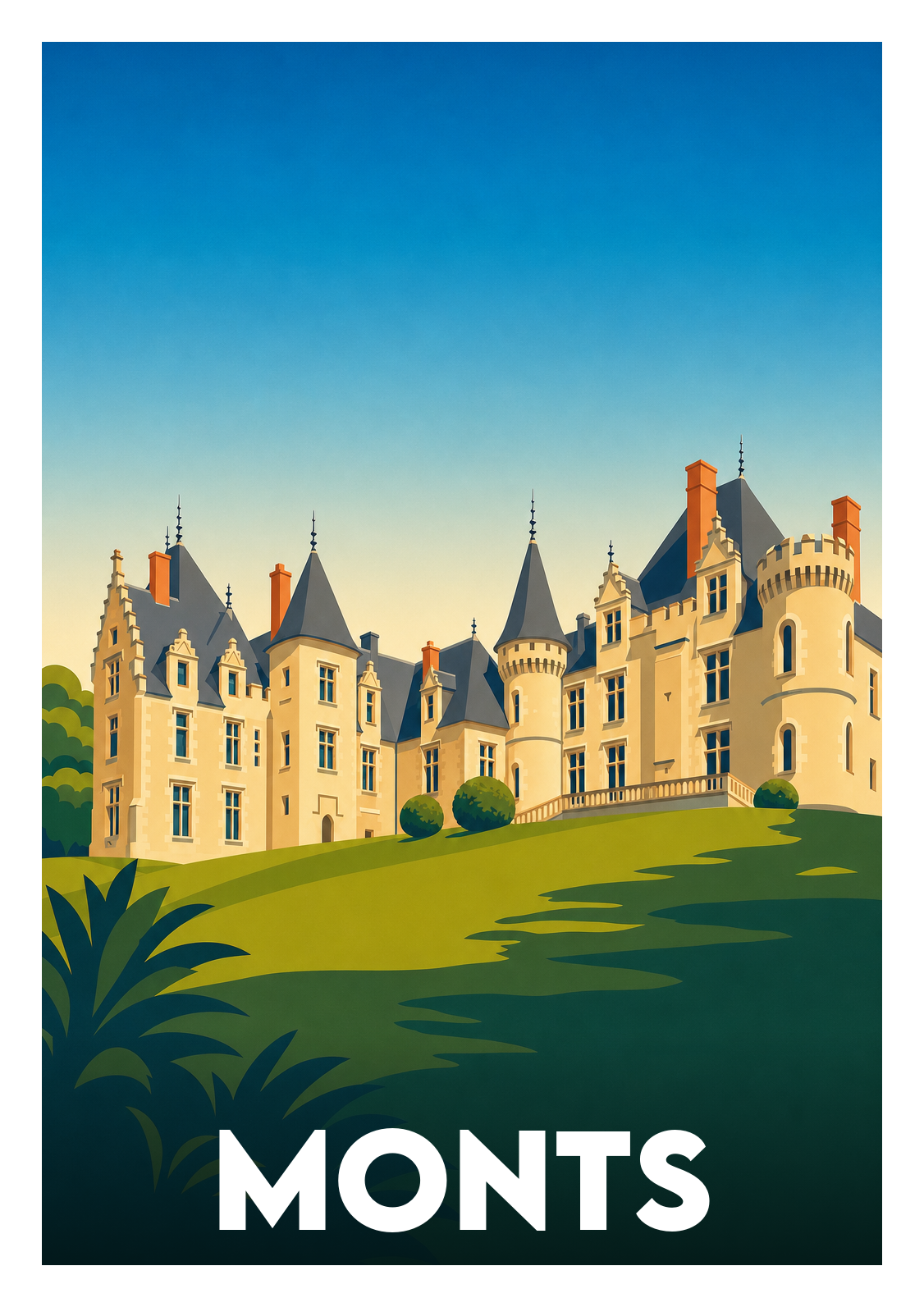 Affiche souvenir de Monts – image brute sans cadre
