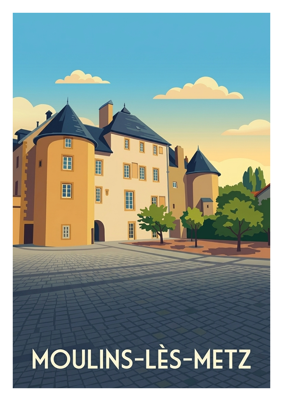 Affiche souvenir de Moulins-lès-Metz – image brute sans cadre