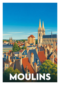 Affiche souvenir de Moulins – image brute sans cadre