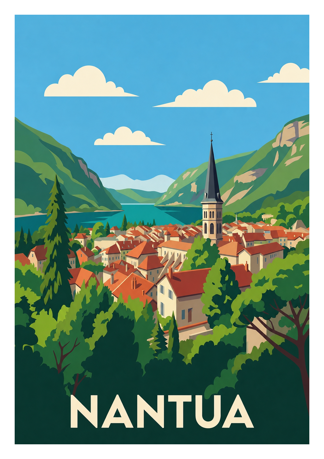 Affiche souvenir de Nantua – image brute sans cadre