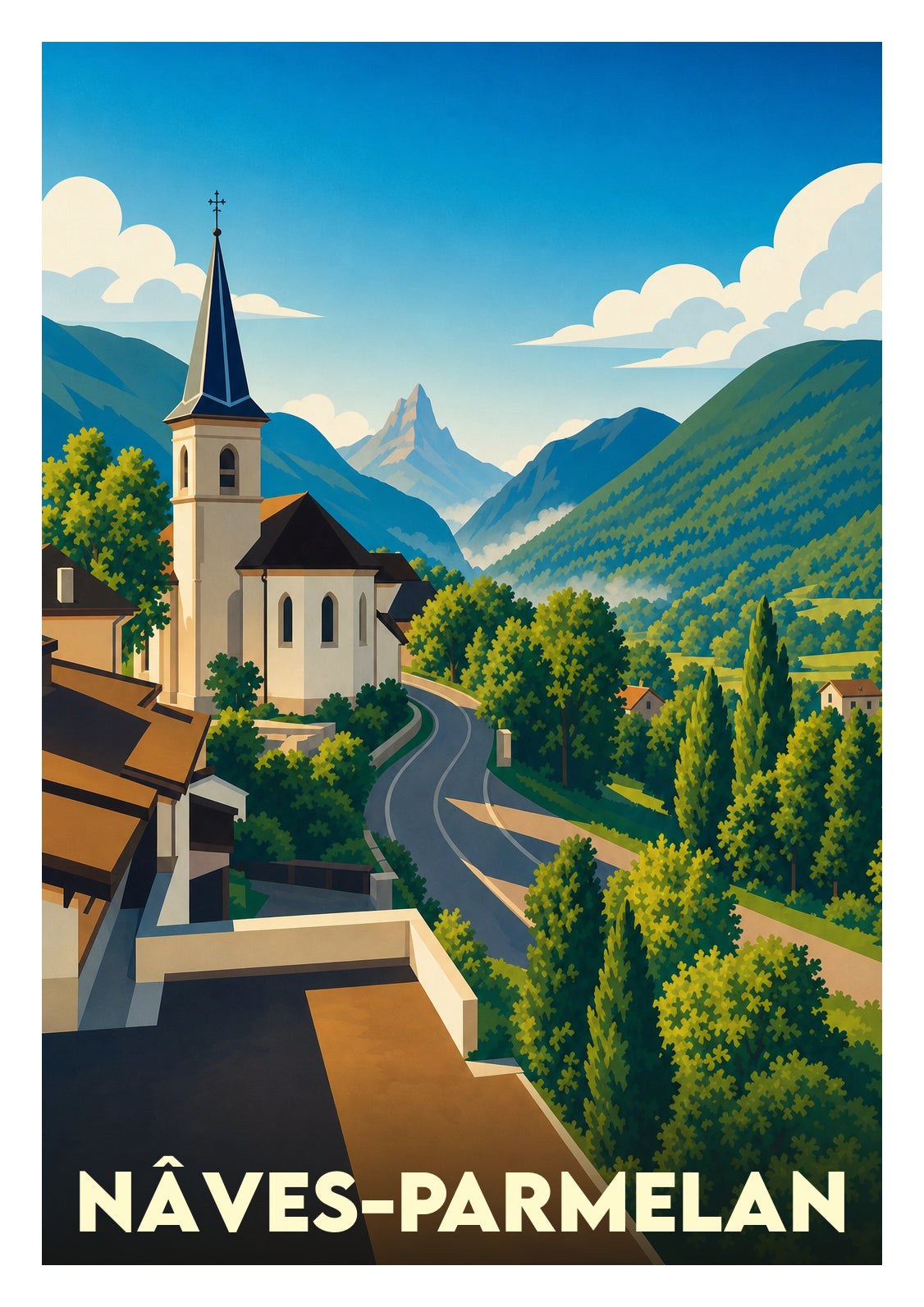 Affiche souvenir de Nâves-Parmelan – image brute sans cadre