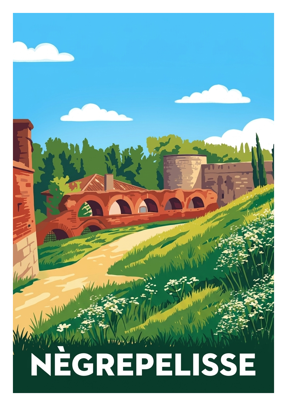 Affiche souvenir de Nègrepelisse – image brute sans cadre