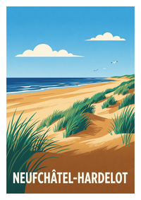 Affiche souvenir de Neufchâtel-Hardelot – image brute sans cadre