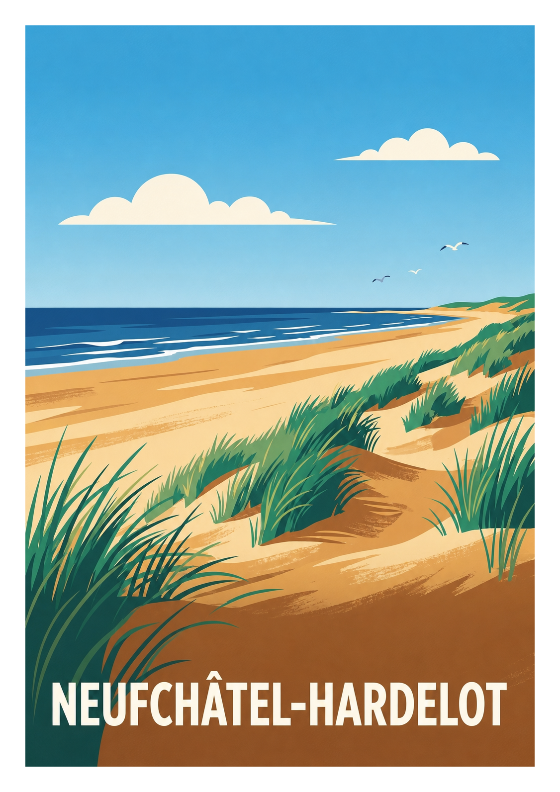 Affiche souvenir de Neufchâtel-Hardelot – image brute sans cadre