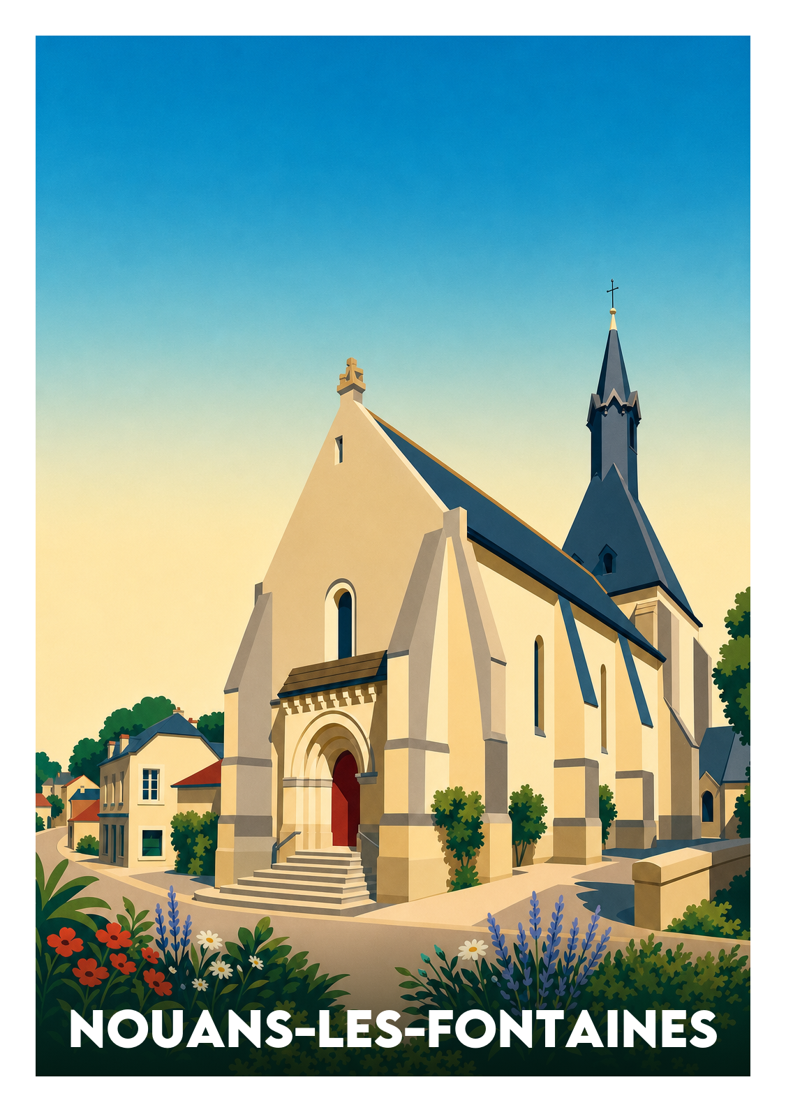 Affiche souvenir de Nouans-les-Fontaines – image brute sans cadre