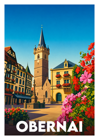 Affiche souvenir de Obernai – image brute sans cadre